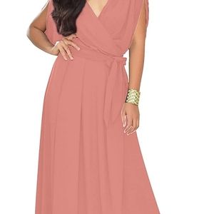 Womens Long Semi-Formal Short Sleeve V-Nec